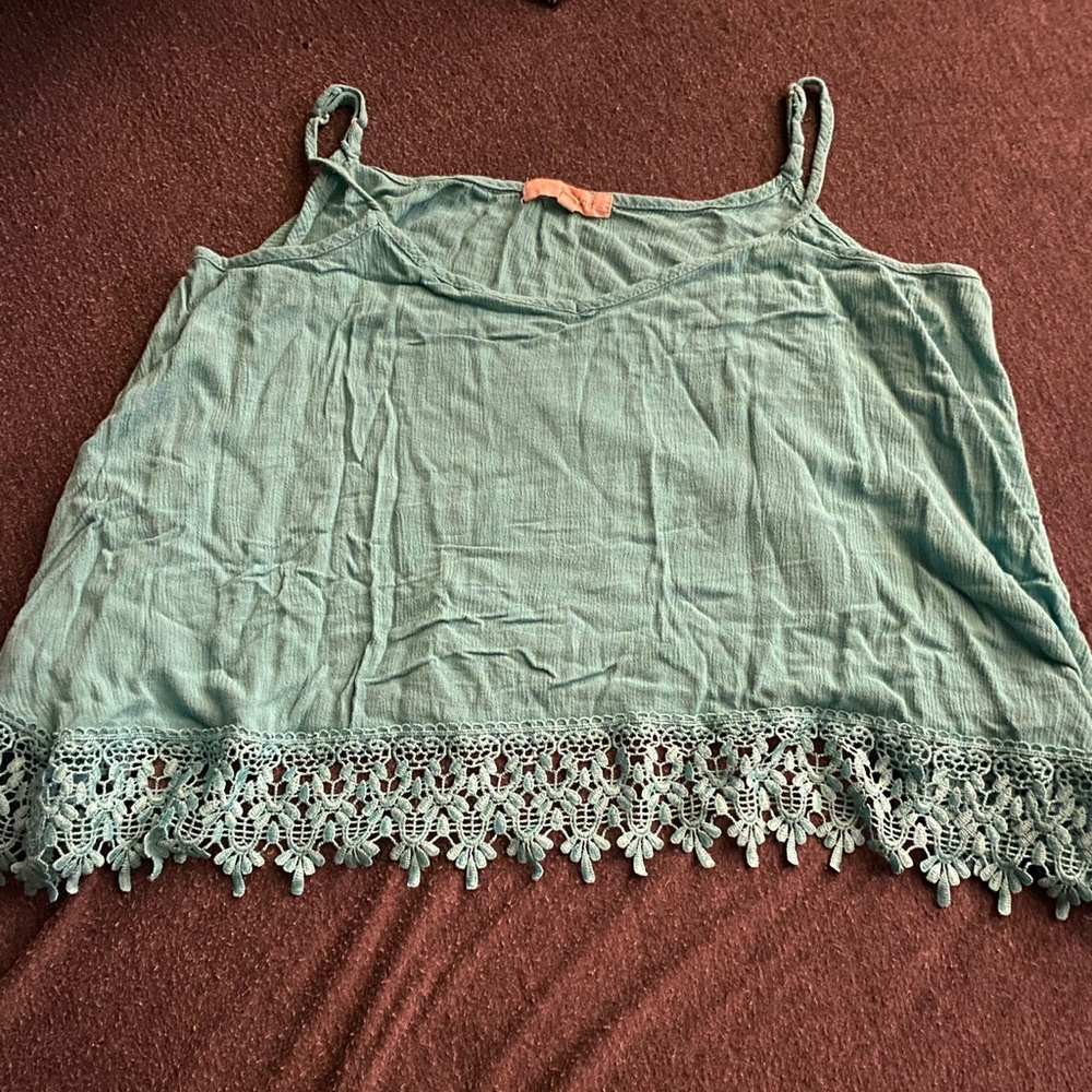 Teal crop ish tank top